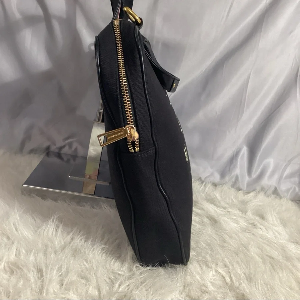 Rebecca Minkoff Eye Sight Chart Padded Black Canvas Messenger Laptop Shoulder Ba